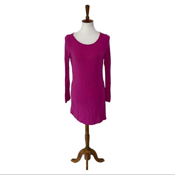 BCBG Generation magenta fuchsia pink long sleeve scoop neck tunic dress small - Picture 1 of 9